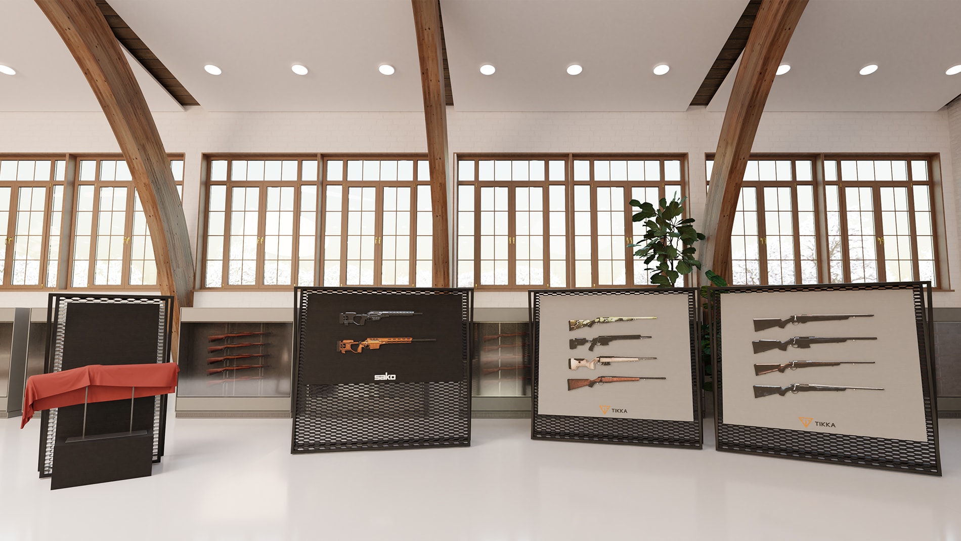 Sako and Tikka rifles on a virtual exhibition stands