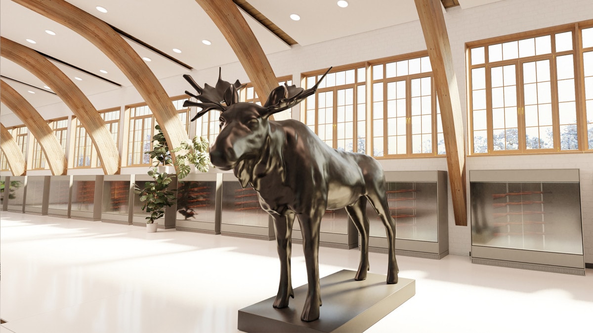 Sako moose 3D sculpture in a virtual showroom